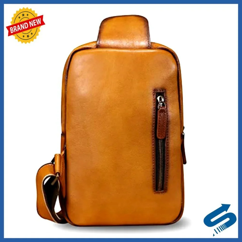 Genuine Leather Sling Backpack Crossbody Bag Shoulder Bag Medium